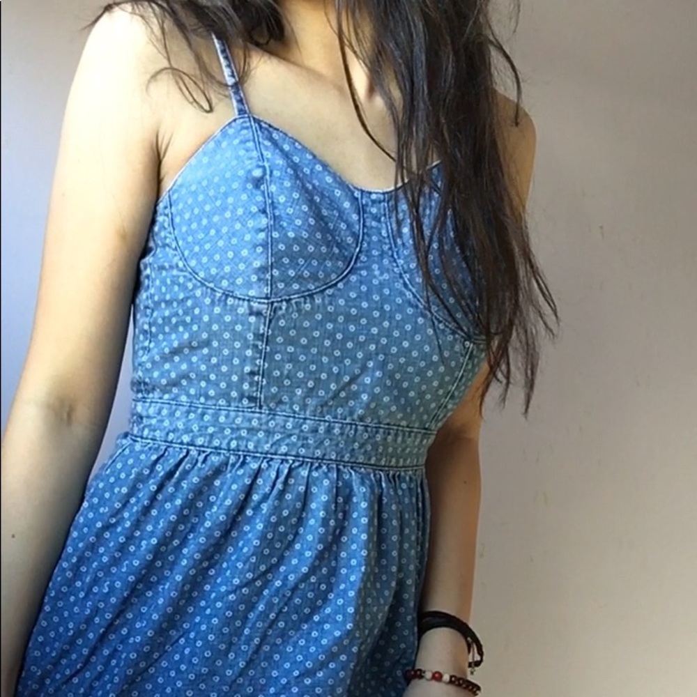 Denim Polka Dot Bustier Dress
